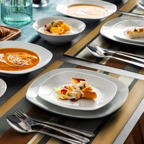 Canadian Linen Place Mats 9"x 6.5" Heat Resistant Easy to Clean Non Slip Waterproof Stain Resistant Placemat for Dining Table Set of 6pcs, Multi Color