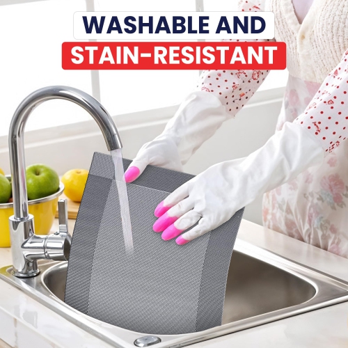 Canadian Linen Place Mats , 9"x 6.5", Heat Resistant Easy to Clean Non Slip Waterproof Stain Resistant Placemats for Dining Table Set of 6pcs, Grey