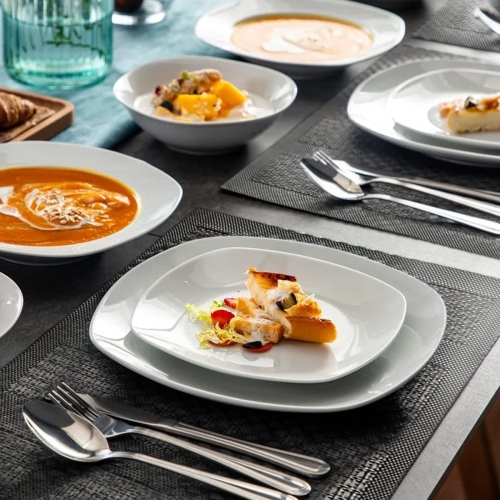 Canadian Linen Place Mats, 9"x 6.5", Heat Resistant Easy to Clean Non Slip Waterproof Stain Resistant Placemats for Dining Table Set of 6pcs, Silver