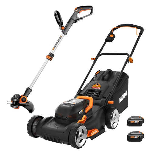 Worx WG911 40V 17" Cordless Lawn Mower & 20V GT 3.0 12" Cordless String Trimmer/Wheeled Edger Combo Kit