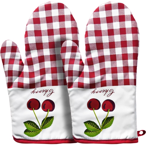Gants de cuisine en lin canadien, gants de cuisine antidérapants en coton 180&nbsp;°C, lavables à la machine, barbecue de cuisine, contraste rouge à