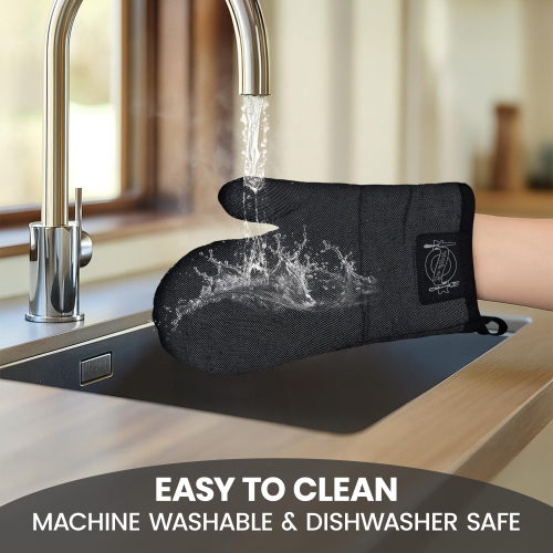 Gant de cuisine en lin canadien, Gant de four en coton éponge 180 °C résistant à la chaleur, Coton antidérapant antidérapant, pour cuisson en