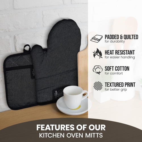 Gant de cuisine en lin canadien, Gant de four en coton éponge 180 °C résistant à la chaleur, Coton antidérapant antidérapant, pour cuisson en