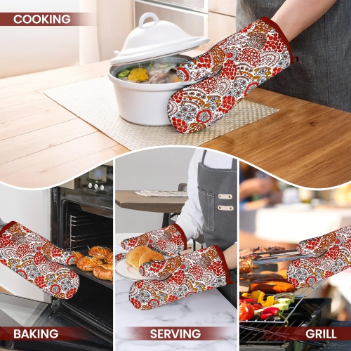 Mitaines de four en lin canadien, gants de cuisine 180 °C en coton résistant à la chaleur antidérapants lavables à la machine pour la cuisson au
