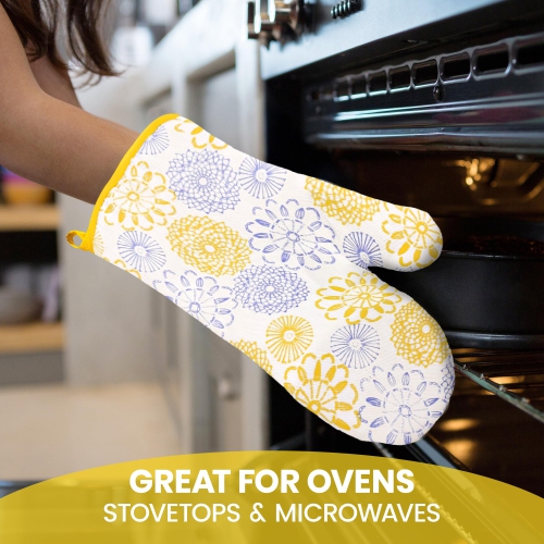 Gants de cuisine en lin canadien, gants de cuisine 180 °C en coton résistant à la chaleur antidérapants, gants de cuisine lavables à la machine,