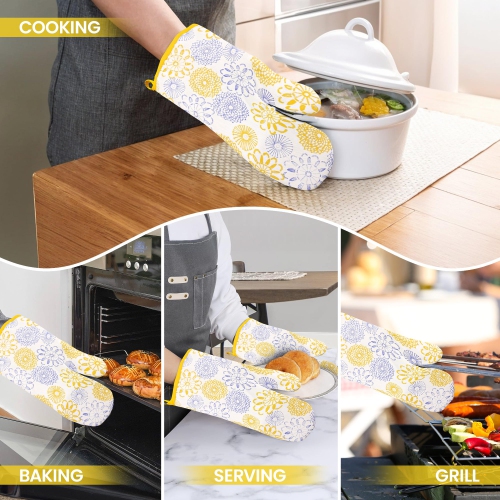 Gants de cuisine en lin canadien, gants de cuisine 180 °C en coton résistant à la chaleur antidérapants, gants de cuisine lavables à la machine,