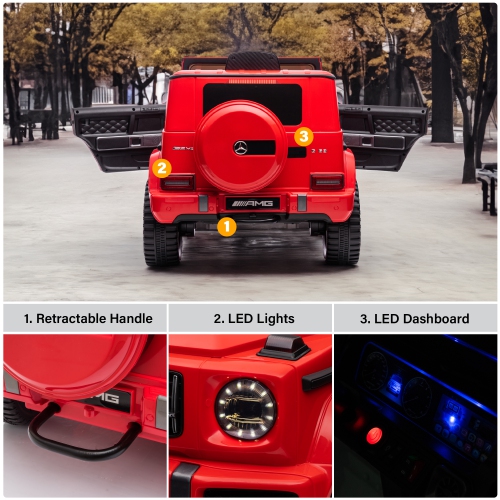 VOLTZ TOYS Licensed AMG G63, 24V Electric Kids' Ride On Car with Parental Remote Control, LED Lights, Leather Seat and MP3