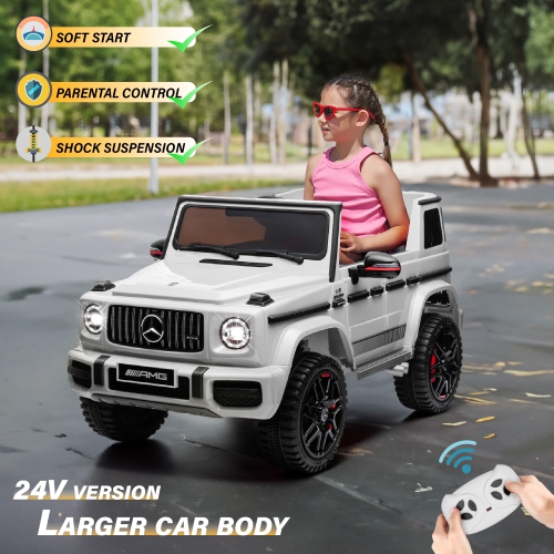 VOLTZ TOYS Licensed AMG G63, 24V Electric Kids' Ride On Car with Parental Remote Control, LED Lights, Leather Seat and MP3