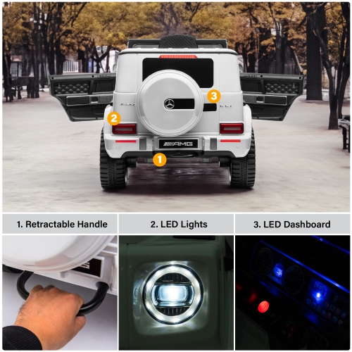 VOLTZ TOYS Licensed AMG G63, 24V Electric Kids' Ride On Car with Parental Remote Control, LED Lights, Leather Seat and MP3