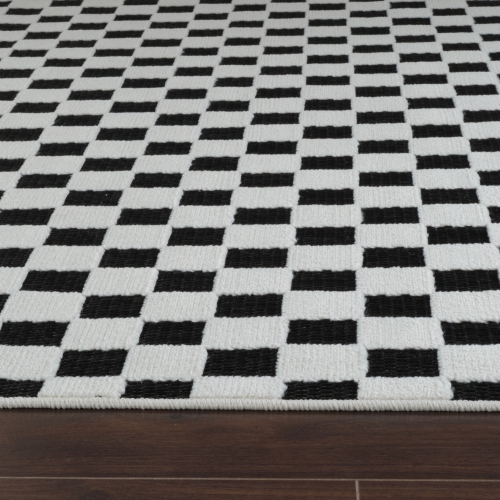 Rug Branch Maise Modern Checkered Indoor Outdoor Area Rug, Black White