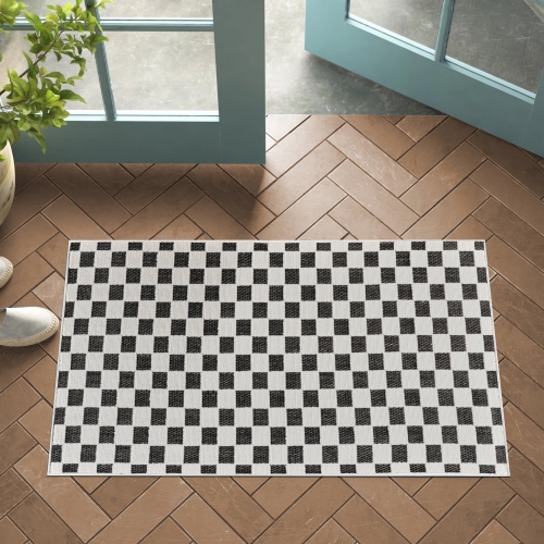 Rug Branch Maise Modern Checkered Indoor Outdoor Area Rug, Black White