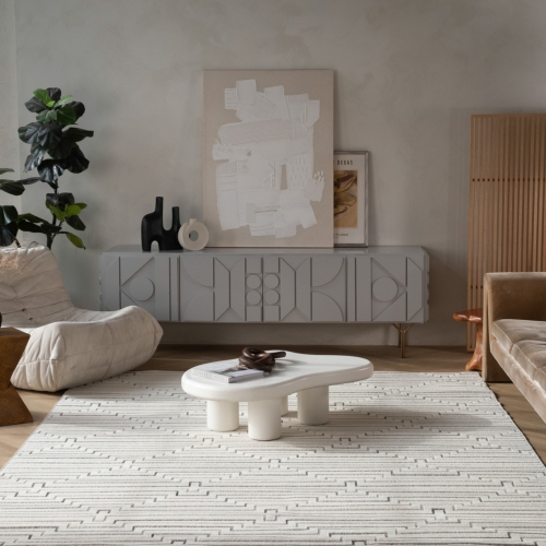 Rug Branch Maise Modern Abstract Indoor Outdoor Area Rug, Cream Beige