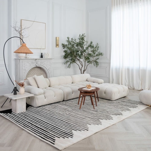 Rug Branch Domus Abstract Indoor Area Rug, Cream Black