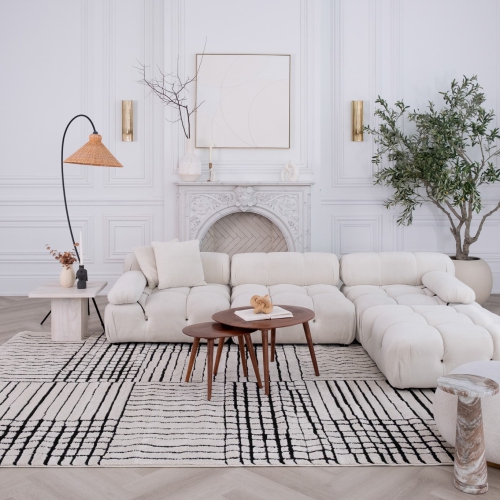 Rug Branch Domus Abstract Indoor Area Rug, Cream Black