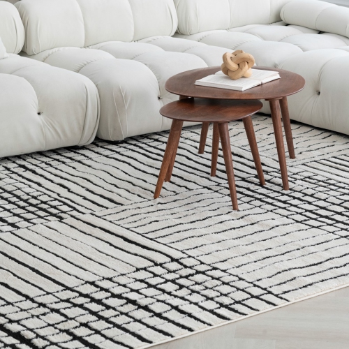 Rug Branch Domus Abstract Indoor Area Rug, Cream Black
