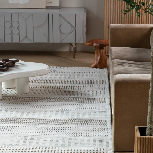 Rug Branch Maise Modern Abstract Indoor Outdoor Area Rug, Beige Brown -