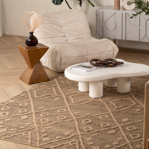 Rug Branch Hogar Boho Abstract Indoor Outdoor Area Rug, Brown Beige