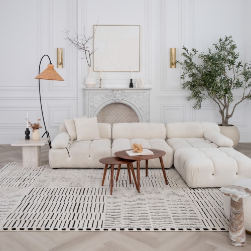 Tapis d'intérieur abstrait Rug Branch Domus, vert crème