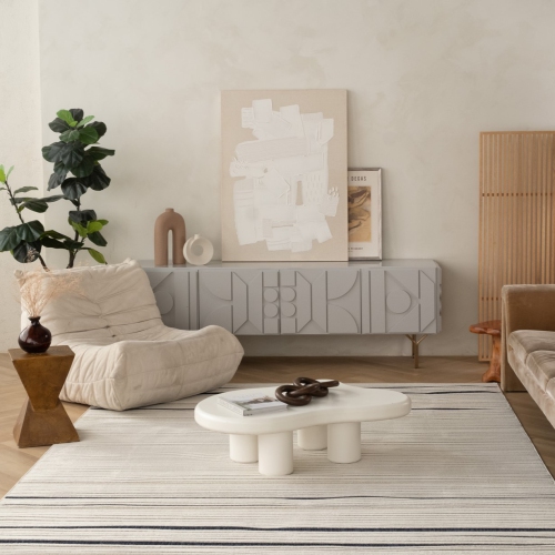 Rug Branch Maise – Tapis d’extérieur abstrait moderne, bleu crème