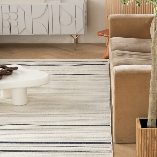 Rug Branch Maise – Tapis d’extérieur abstrait moderne, bleu crème