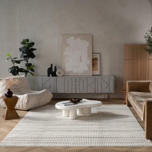 Rug Branch Maise Modern Abstract Indoor Outdoor Area Rug, Cream Beige