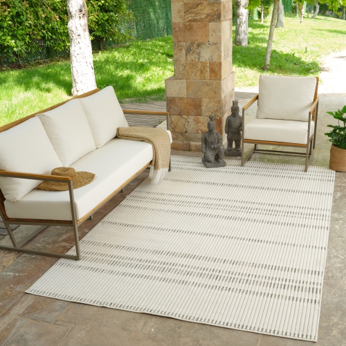 Rug Branch Maise Modern Abstract Indoor Outdoor Area Rug, Cream Beige