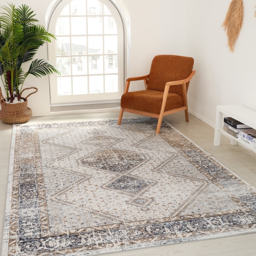 Tapis d'intérieur moderne Atlas de Rug Branch, gris beige