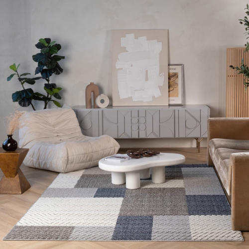 Rug Branch Hogar Geometric Abstract Indoor Outdoor Area Rug, Grey Blue