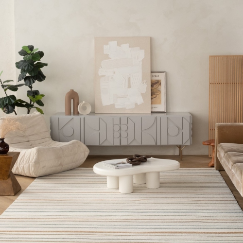 Rug Branch Alfombra Modern Indoor Outdoor Area Rug, Cream Beige