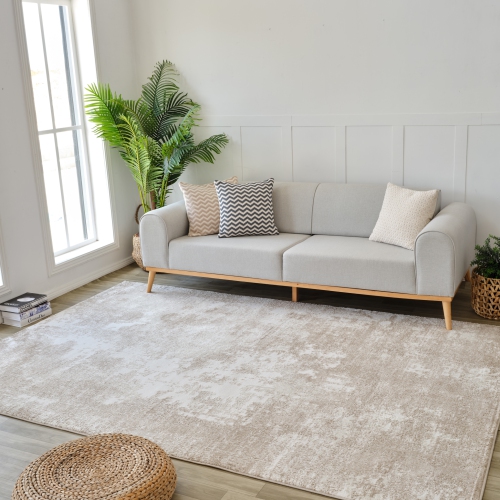 Rug Branch Nomad Coastal Abstract Indoor Area Rug, Beige Cream