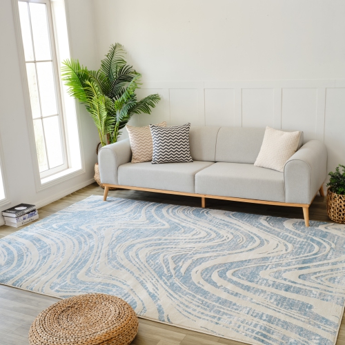 Rug Branch Nomad Modern Abstract Indoor Area Rug, Blue Beige