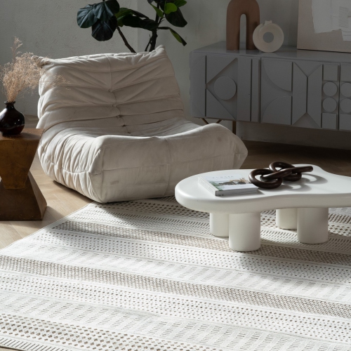 Rug Branch Maise Modern Abstract Indoor Outdoor Area Rug, Beige Brown -