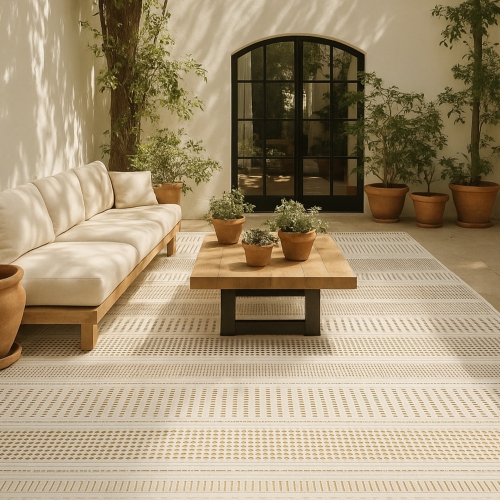 Rug Branch Maise Modern Abstract Indoor Outdoor Area Rug, Beige Brown -