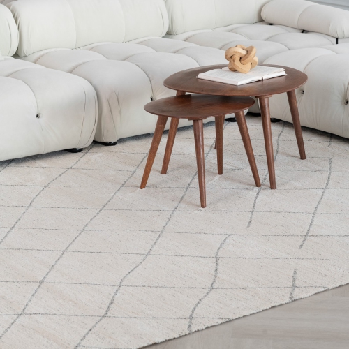 Tapis d'intérieur abstrait Rug Branch Casa Boho, beige crème