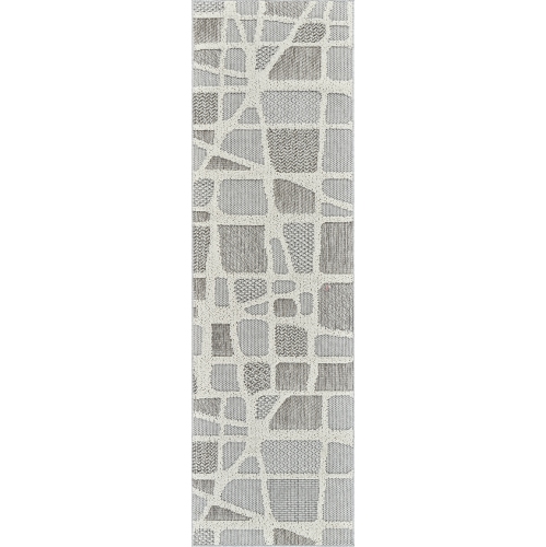 Rug Branch – Tapis d’extérieur moderne Hogar, abstrait, gris crème