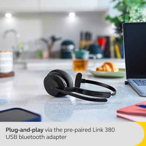 Casque d'écoute monaural Bluetooth sans fil à suppression du bruit avec micro Evolve2 55 de Jabra - Noir