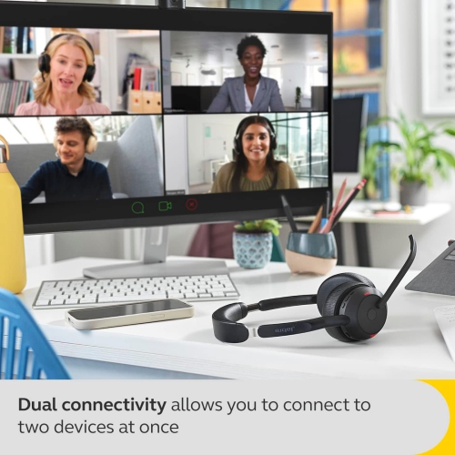 Jabra Evolve2 55 On-Ear Noise Cancelling Wireless Bluetooth Headset with Mic - Black