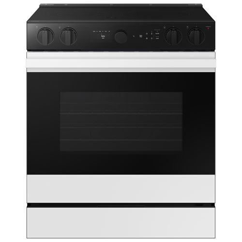 Boîte ouverte - Cuisinière électrique encastrable à 5 éléments 6,3 pi³ 30 po BESPOKE de Samsung - Blanc - Parfait état