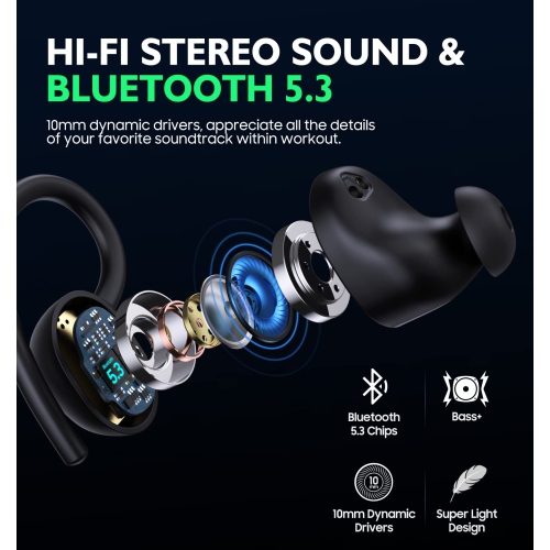 Wireless Bluetooth Earbuds Touch Control Ear Buds Hi-Fi Stereo 42H Playtime Bluetooth 5.3 Earphones IPX6 Waterproof Headphones with Microphone Fast