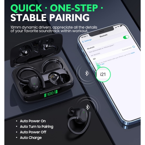 Wireless Bluetooth Earbuds Touch Control Ear Buds Hi-Fi Stereo 42H Playtime Bluetooth 5.3 Earphones IPX6 Waterproof Headphones with Microphone Fast