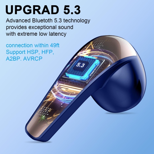 Wireless Earbuds, Bluetooth 5.3 Headphones HiFi Stereo, Earphones with ENC Noise Cancelling Mic, IP7 Waterproof Bluetooth Earbuds, 40H, LED Display,