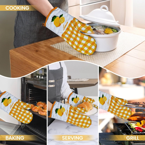 Gants de cuisine en lin canadiens, gants de cuisine 180 °C en coton résistant à la chaleur antidérapants lavables à la machine pour barbecue de