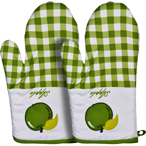 CANADIAN LINEN  Oven Mitts, 180°C Heat Resistant Cotton Non Slip Grip Terrycloth Oven Gloves for Kitchen Cooking Baking, Grilling Bbq Checkered