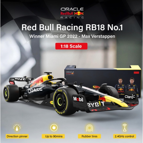 Voltz Toys authentique sous licence 1:18 F1 RedBull Rb18 NO.1 voiture télécommandée - Série de voitures téléguidées F1 pour enfants et adultes -