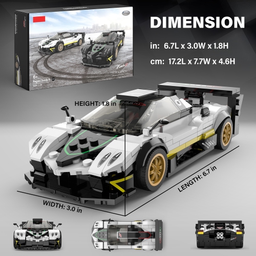 Voltz Toys Building Bricks, Officially Licensed 1:28 Scale Pagani Zonda R Model Building Kit – 387 Piece Pagani Zonda R Vehicle Collectible Gift for
