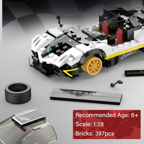 Voltz Toys Building Bricks, Officially Licensed 1:28 Scale Pagani Zonda R Model Building Kit – 387 Piece Pagani Zonda R Vehicle Collectible Gift for