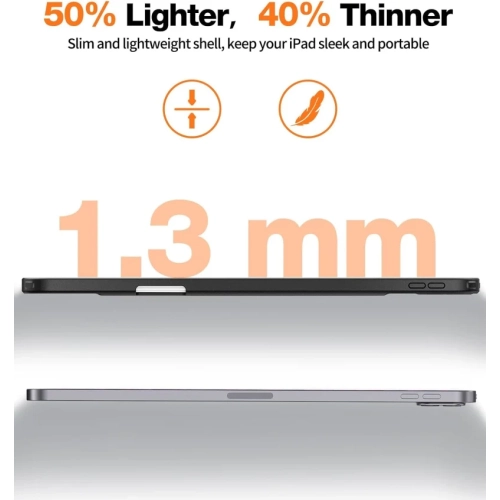 2024 iPad Pro 13 Inch Case M4 with Pencil Holder | Non-Yellowing, Slim & Hard Back, Ultra-Thin Cover - Black