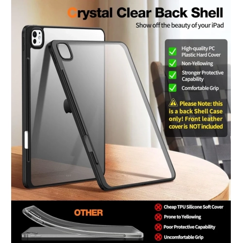 2024 iPad Pro 13 Inch Case M4 with Pencil Holder | Non-Yellowing, Slim & Hard Back, Ultra-Thin Cover - Black