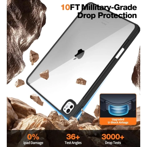 2024 iPad Pro 13 Inch Case M4 with Pencil Holder | Non-Yellowing, Slim & Hard Back, Ultra-Thin Cover - Black