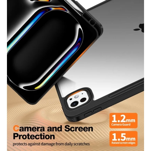 2024 iPad Pro 13 Inch Case M4 with Pencil Holder | Non-Yellowing, Slim & Hard Back, Ultra-Thin Cover - Black